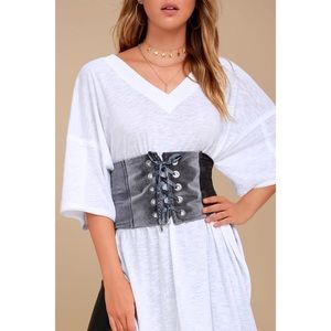 Deepest Desire Grey Velvet Lace-Up Waist Belt